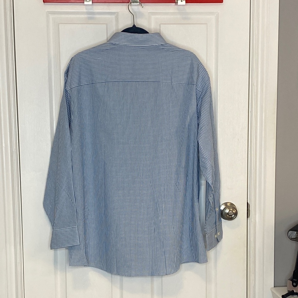 Calvin Klein Blue Gingham Cotton Dress Shirt Business 17.5 32/33 - Picture 7 of 16